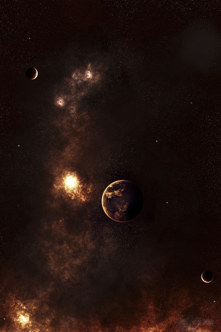 Artist's concept of a planet illuminated by plasma floating in the vast space Poster Print - Item # VARPSTTDB100020S