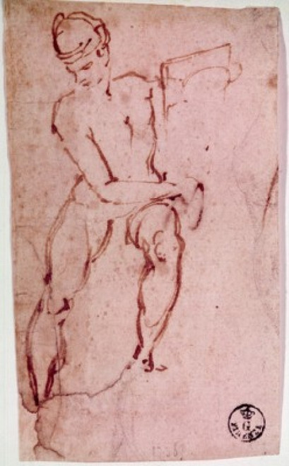 Sketch of a Man by Michelangelo Buonarroti  drawing   Italy  Florence  Galleria degli Uffizi Poster Print - Item # VARSAL3815397421