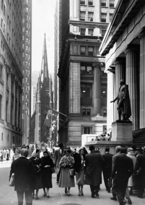 Crowd in a street in front of a stock exchange  New York Stock Exchange  Manhattan  New York City  New York  USA Poster Print - Item # VARSAL2555259
