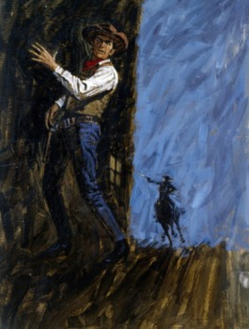 Cowboy hiding from enemy on horseback Poster Print - Item # VARSAL902136637