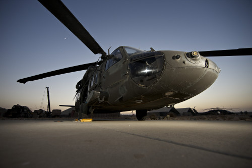 A UH-60L Blackhawk sits on its pad at the German PRT in Afghanistan Poster Print - Item # VARPSTTMO100464M