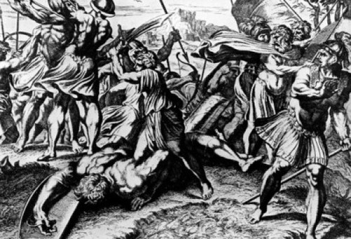 David Slays Goliath by Raphael Raffaello Sanzio  print  1483-1520 Poster Print - Item # VARSAL99073