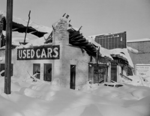 USA  Pennsylvania  Ruined car garage in snow Poster Print - Item # VARSAL255423408