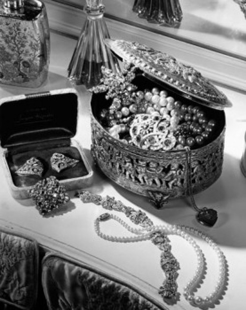 Close-up of jewelry with jewelry box on a table Poster Print - Item # VARSAL25523565