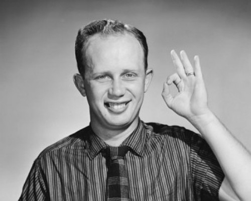 Portrait of a businessman making an OK sign Poster Print - Item # VARSAL2551129
