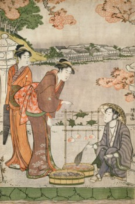 Three Women Cooking   Japanese Art  Woodcut Poster Print - Item # VARSAL11582331