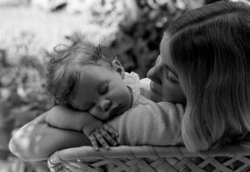 Outdoor portrait of mother with sleeping baby Poster Print - Item # VARSAL2559743