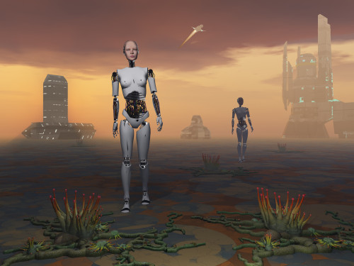 Androids explore an alien planet Poster Print - Item # VARPSTMAS100139S
