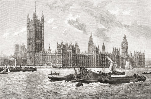 The Houses of Parliament, City of Westminster, London, England in the 19th century. From Cities of the World, published c. 1893. PosterPrint - Item # VARDPI2430387