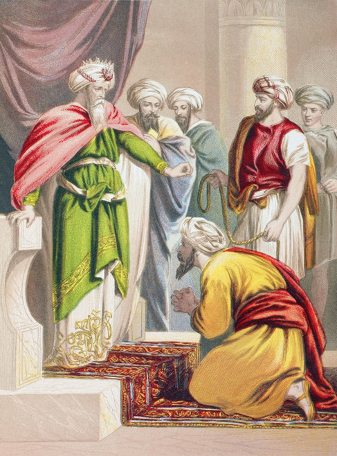 The Parable Of The King And The Unmerciful Servant. The King Cancels The Servants Debt. From The Holy Bible Published By William Collins, Sons, & Company In 1869. Chromolithograph By J.M. Kronheim & Co. PosterPrint - Item # VARDPI1872749