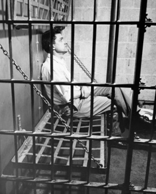 Side profile of a male prisoner sitting in a prison cell Poster Print - Item # VARSAL2555750