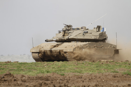 An Israel Defense Force Merkava Mark IV main battle tank in the Golan Heights. Poster Print - Item # VARPSTZDN100134M