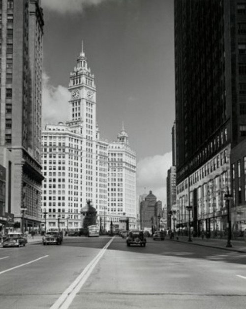USA  Illinois  Chicago  buildings along street Poster Print - Item # VARSAL25545089
