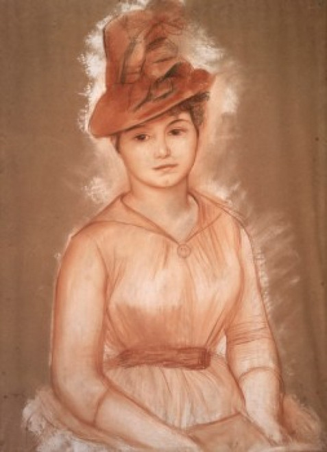 Portrait of a Woman   1883-1885  Pierre-Auguste Renoir   Pencil and Pastel   Pushkin Museum of Fine Arts  Moscow Poster Print - Item # VARSAL261665