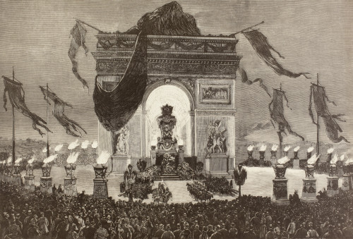 The Coffin Of French Writer Victor Hugo Is Displayed Beneath The Arc De Triomphe, Paris, France, During His Funeral Rites On The Night Of May 31, 1885. From A 19Th Century Illustration. PosterPrint - Item # VARDPI1872498