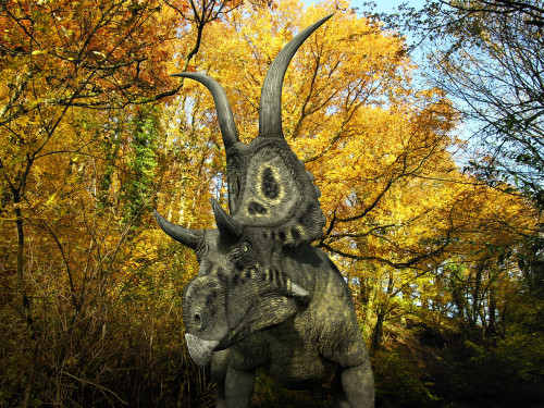 A Diabloceratops wanders a Cretaceous forest Poster Print - Item # VARPSTWMY100184P