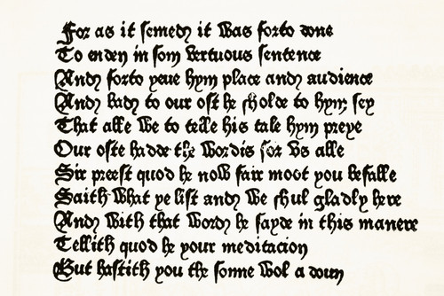 Page Of The Canterbury Tales Printed By William Caxton In 1476. From The National And Domestic History Of England By William Aubrey Published London Circa 1890 PosterPrint