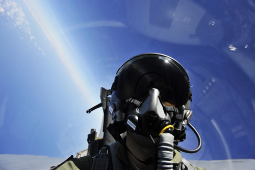 Self-portrait of a pilot in the cockpit of his aircraft during flight Poster Print - Item # VARPSTSTK105931M