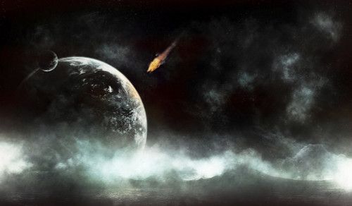 Artist's concept of an abandoned planet about to get hit by a gigantic asteroid. Poster Print - Item # VARPSTTDB100026S