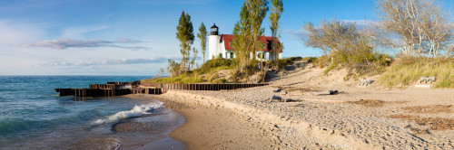 Lighthouse on the coast, Point Betsie Lighthouse, Lake Michigan, Benzie County, Frankfort, Michigan, USA Poster Print - Item # VARPPI169296 Lighthouse on the coast, Point Betsie Lighthouse, Lake Michigan, Benzie County, Frankfort, Michigan, USA Poster Print - Item # VARPPI169296