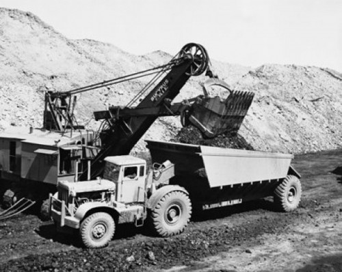 Loading coal in a dump truck in a mining operation Poster Print - Item # VARSAL25534903