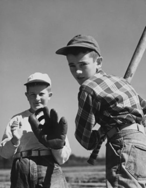 Portrait of two boys playing baseball Poster Print - Item # VARSAL2554103