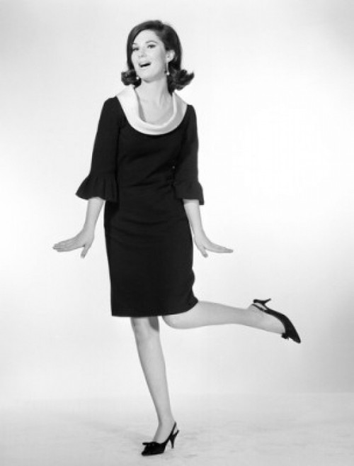 Portrait of elegant woman wearing dress and standing in one leg  studio shot Poster Print - Item # VARSAL255417775