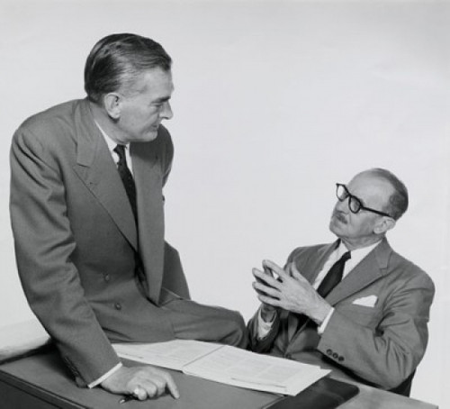 Two businessmen talking Poster Print