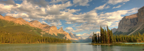 Panoramic Of Spirit Island On Maligne Lake, Jasper National Park, Alberta PosterPrint - Item # VARDPI2048906