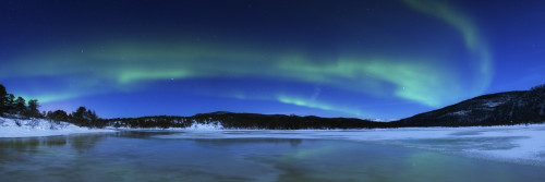 Aurora Borealis, Tennevik Lake, Troms, Norway. Poster Print