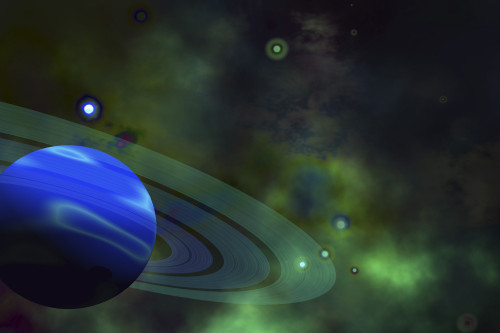 A blue ringed planet and nearby stars Poster Print - Item # VARPSTCFR100039S