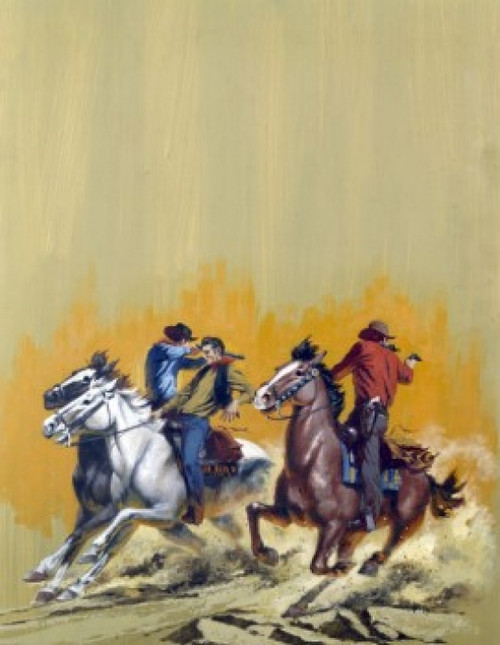 Cowboys shooting guns on horseback Poster Print - Item # VARSAL902137028
