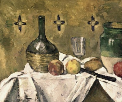 Flask  Glass & Fruit  1877  Paul Cezanne  Oil on canvas  Solomon R. Guggenheim Museum  New York  USA Poster Print - Item # VARSAL260246