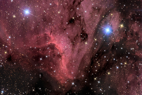 The Pelican Nebula, also known as IC 5070 and IC 5067, is an H II region associated with the North America Nebula in the constellation Cygnus. Poster Print