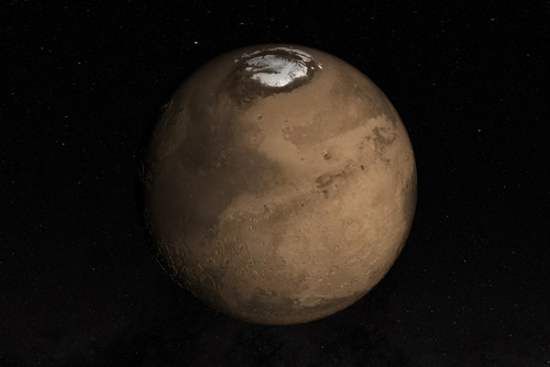 Planet Mars slightly tilted to show the Martian North Pole Poster Print - Item # VARPSTSTK203790S