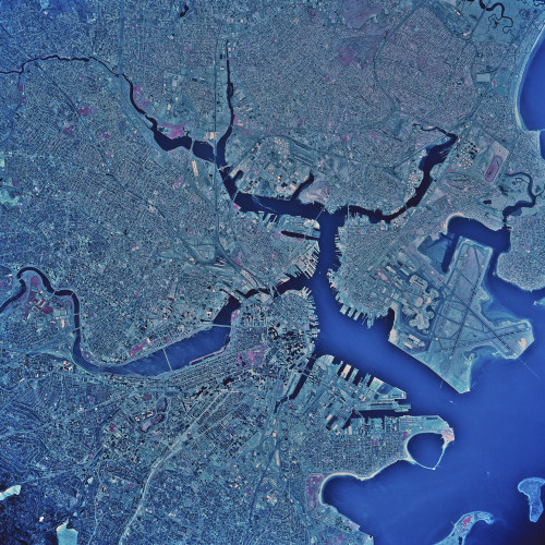 Satellite view of Boston, Massachusetts Poster Print