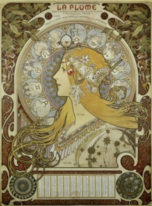 Calendar For 1897   1897   Alphonse Marie Mucha  Bibliotheque Forney     Poster Print - Item # VARSAL11581196