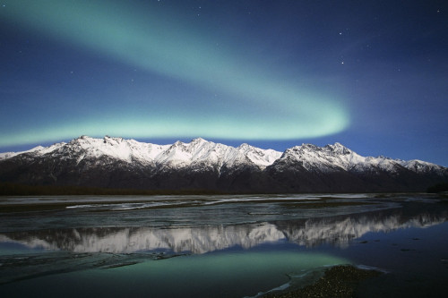Northern Lights Over Chugach Mts & Knik River, Southcentral Alaska PosterPrint - Item # VARDPI2093531