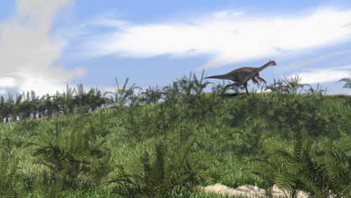 Gigantoraptor running across an open field Poster Print - Item # VARPSTKVA600140P