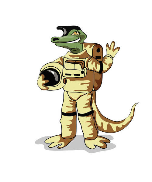 Illustration of an Iguanodon dinosaur dressed in a cosmonaut spacesuit Poster Print - Item # VARPSTSTK600104P