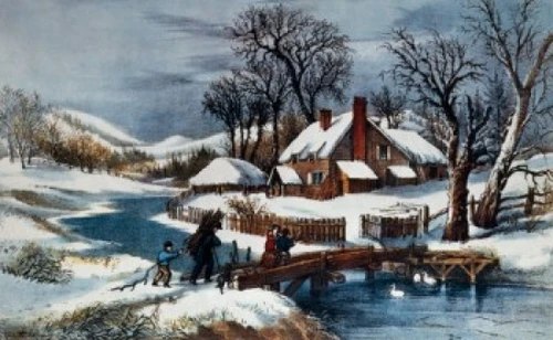 The Ingleside Winter  Currier & Ives Poster Print