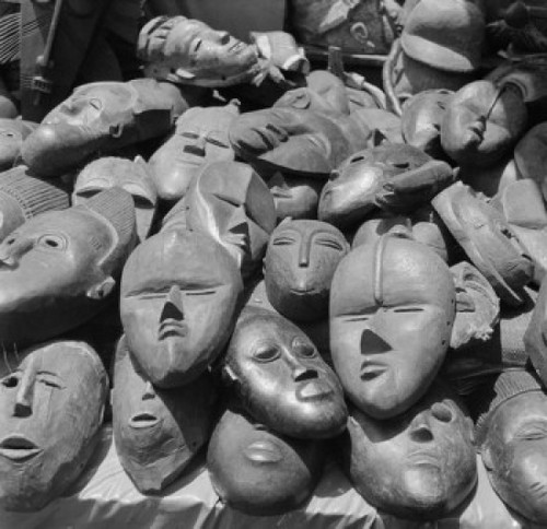 C?te d'Ivoire  Abidjan  African masks at the tourist bazaar Poster Print - Item # VARSAL255419573