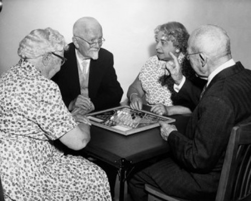 Two senior couples playing Chinese checkers Poster Print - Item # VARSAL25525711