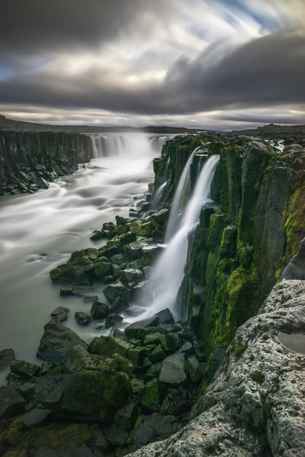 Waterfall flowing over moss covered cliffs; Selfoss, Iceland PosterPrint - Item # VARDPI12296394