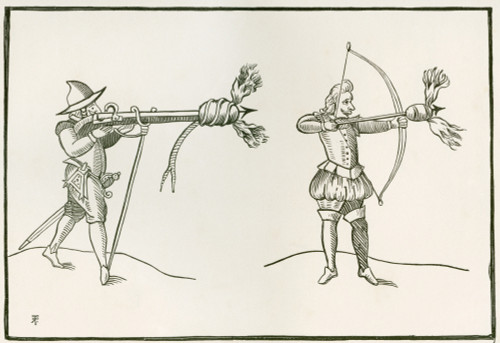 Fireworks From Gonnes And Bowes. Shooting Fireworks Or Incendiaries From A Gun And A Bow, From Thomas Smith's Art Of Gunnery, 1643. From The British Army: It's Origins, Progress And Equipment, Published 1868. PosterPrint - Item # VARDPI2334590