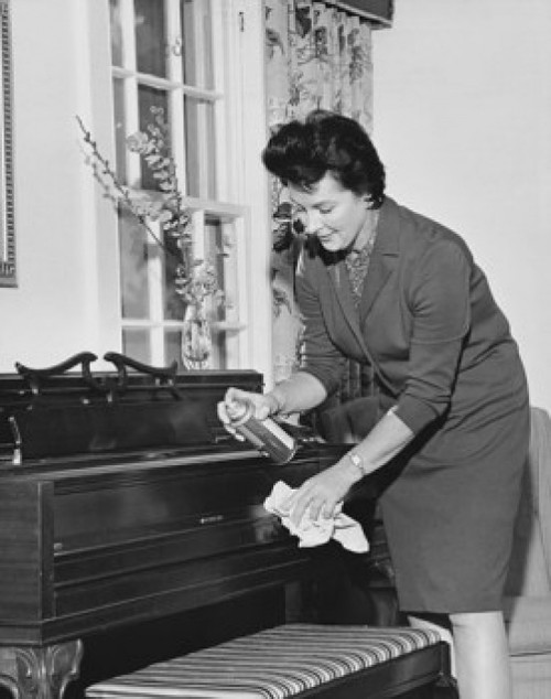 Mid adult woman cleaning a piano Poster Print - Item # VARSAL25541848