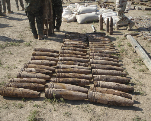 Explosive devices are identified and inventoried before being destroyed by Explosive Ordnance Disposal specialists Poster Print - Item # VARPSTSTK102946M