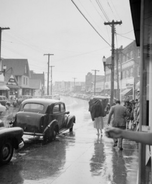 USA  New York  Long Island  Bay Shore  Rain on Main Street Poster Print - Item # VARSAL255422788