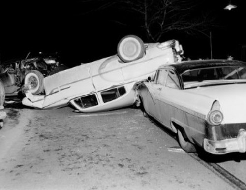 USA  Massachusetts  Worcester  Car crash scene at night Poster Print - Item # VARSAL255424323