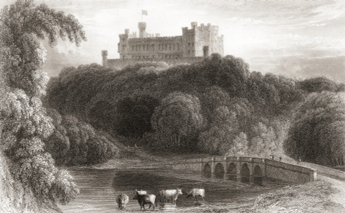 19th century view of Belvoir Castle (pronounced Beaver) Leicestershire, England. From Churton's Portrait and Lanscape Gallery, published 1836. PosterPrint - Item # VARDPI2430454